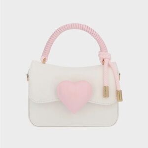 Charles & Keith - White & Pink Puffy Heart Valentine’s crossbody bag